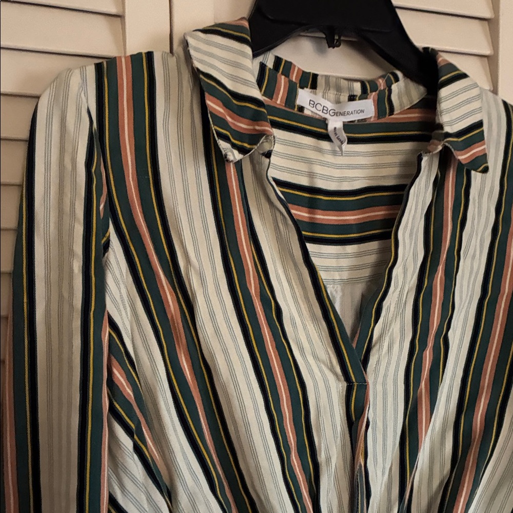 BCBGeneration Multicolor colored faux wrap Striped Blouse (M)